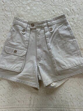 Y2K Vintage Banana Republic Cream Cargo Safari High Waisted Shorts 4